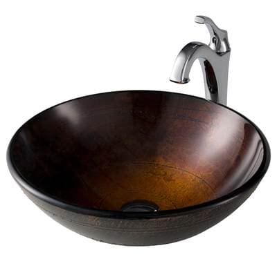 Kraus 16 1/2-inch Copper Brown Bathroom Vessel Sink and Arloe Faucet Combo Set with Pop-up Drain,... by Kraus