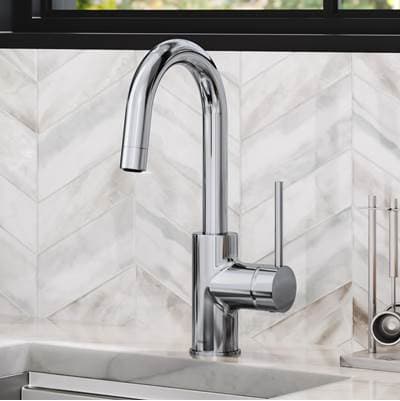 Kraus Olettoe Single Handle Kitchen Bar Faucet with Quickdocke Top Mount Installation Assembly...