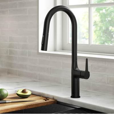 Kraus Olettoe Tall Modern Pull-down Single Handle Kitchen Faucet - Matte Black by Kraus