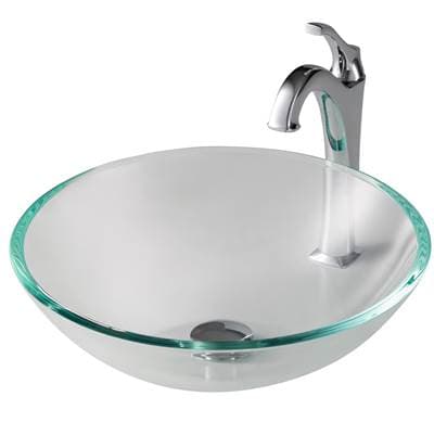 Kraus 16 1/2-inch Crystal Clear Glass Bathroom Vessel Sink and Arloe Faucet Combo Set with Pop-up... by Kraus