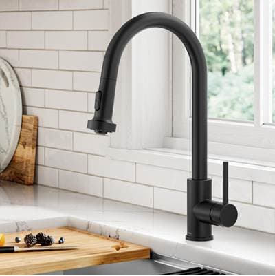 Kraus Boldene 2-Function Single Handle Pull Down Kitchen Faucet - Matte Black