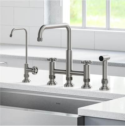 Kraus Urbixe Industrial Bridge Kitchen Faucet and Water Filter Faucet Combo - Spot Free... by Kraus