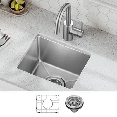 Kraus Fairlanee 15- Undermount Single Bowl 18-Gauge Stainless Steel Kitchen Bar Sink