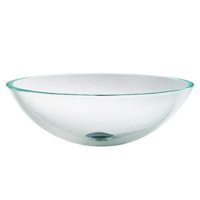 Kraus Round Crystal Clear Glass Vessel Bathroom Sink, 16 1/2 Inch by Kraus