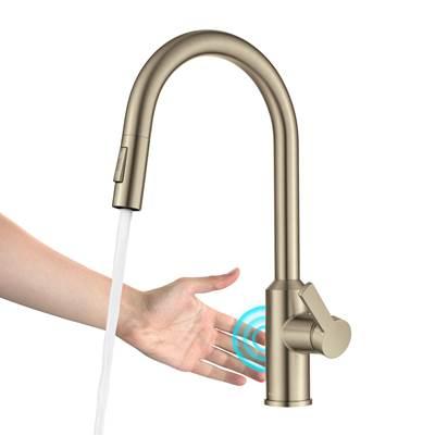 OlettoE Touchless Sensor Pull-Down Single Handle Kitchen Faucet in Spot-Free Antique Champagne Bronze