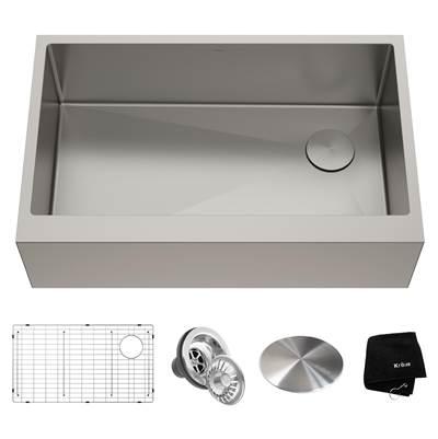 33 x 21 inch Standart PROE Farmhouse Modern Flat Apron Front 16 Gauge Single Bowl Stainless Steel Kitchen Sink