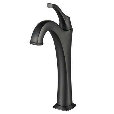 ArloE Matte Black Single Handle Vessel Bathroom Faucet with Pop Up Drain by Kraus