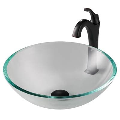Kraus 16 1/2-inch Crystal Clear Glass Bathroom Vessel Sink and Arloe Faucet Combo Set with Pop-up... by Kraus