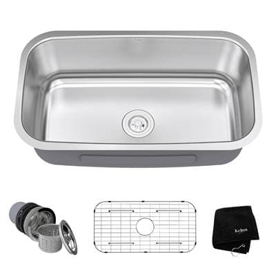 Kraus Premier 31 ...-inch 16 Gauge Undermount Single Bowl Stainless Steel Kitchen Sink -...