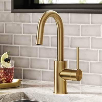 Kraus Olettoe Single Handle Kitchen Bar Faucet with Quickdock Top Mount Installation Assembly in...