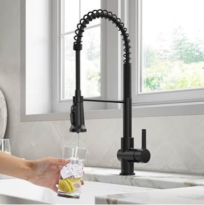 BrittE 2-in-1 Commercial Style Pull-Down Single Handle Water Filter Kitchen Faucet for Reverse Osmosis or Water Filtration System in Matte Black by Kraus