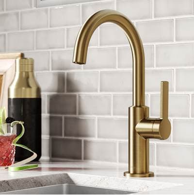 Kraus Olettoe Single Handle Kitchen Bar Faucet - Brushed Brass