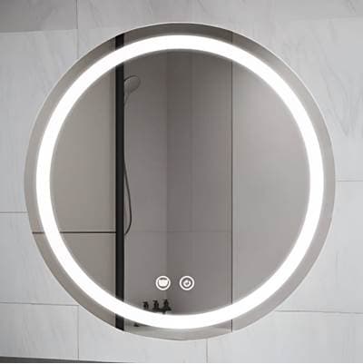 Maidstone 24 By 24 Inch Round Lighted Mirror with Anti-fog - Stainless Steel by Maidstone