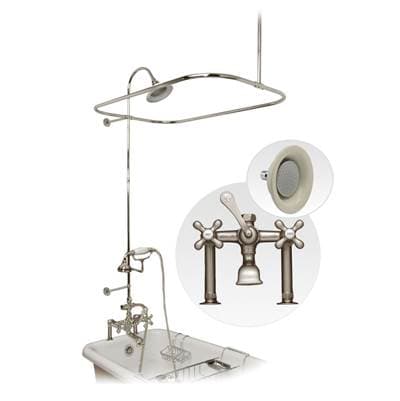 Maidstone Deck Mount Shower Kit with Classic Spout Faucet - Supercoated Brass