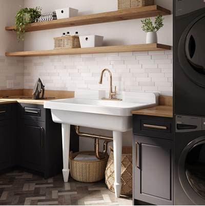 Maidstone Cast Iron Kitchen / Laundry Sink with Legs - White by Maidstone