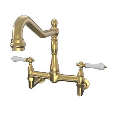 Wall Mount Kitchen Faucet - Brushed Brass