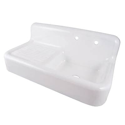 Maidstone 42'' Cast Iron Sink with Drainboard - White