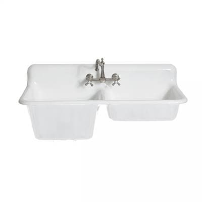 Maidstone 47 Inch High Back Cast Iron Sink - White