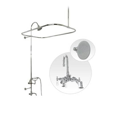 Maidstone Deck Mount Shower Kit with Gooseneck Faucet - Supercoated Brass