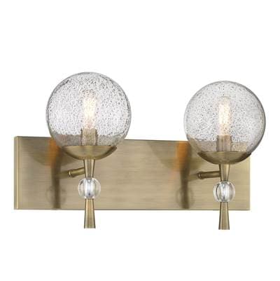 Minka-lavery Populuxe 2-Light Oxidized Aged Brass Bath Vanity with Clear Volcanic Glass Shades -... by Minka-Lavery