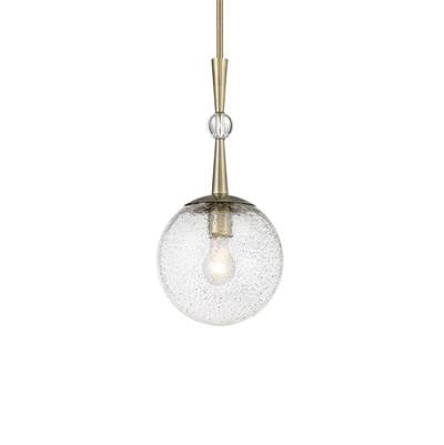 Populuxe 1-Light Oxidized Aged Brass Mini Pendant with Clear Volcanic Glass Shade by Minka-Lavery