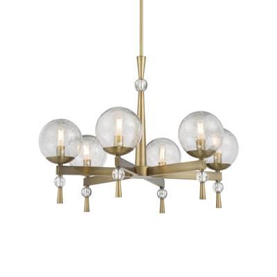 Populuxe 6-Light Oxidized Aged Brass Chandelier with Clear Volcanic Glass Shades by Minka-Lavery
