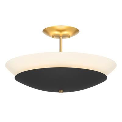 Bax 3-Light Sand Coal and Soft Brass Flush Mount by Minka-Lavery