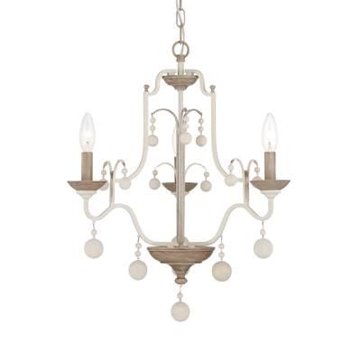 Colonial Charm 3-Light White Wash and Sun Dried Clay Chandelier by Minka-Lavery