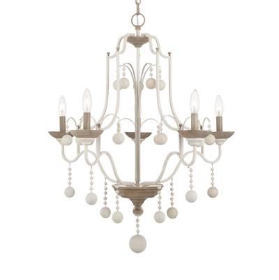 Colonial Charm 5-Light White Wash and Sun Dried Clay Chandelier by Minka-Lavery