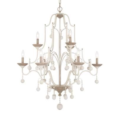 Colonial Charm 9-Light White Wash and Sun Dried Clay Chandelier by Minka-Lavery