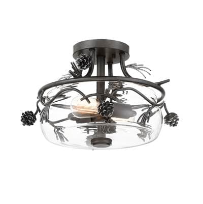 Minka-lavery 3 Light Semi Flush - Weathered Spruce Silver