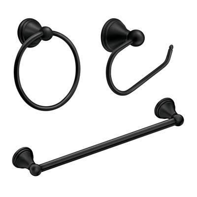 Moen Matte Black Paper Holder Towel Bar Towel Ring by Moen