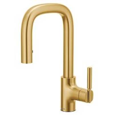 Brushed Gold One-Handle Pulldown Bar Faucet by Moen
