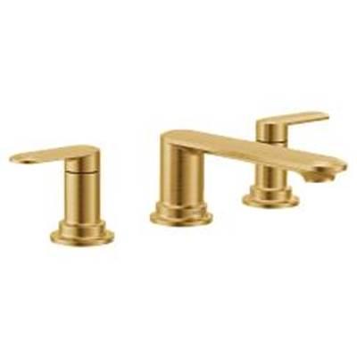 Brushed gold two-handle roman tub faucet by Moen