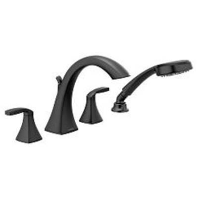 Moen Matte black two-handle roman tub faucet includes hand shower by Moen