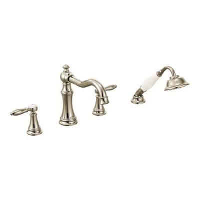 Moen Polished nickel two-handle roman tub faucet includes hand shower by Moen