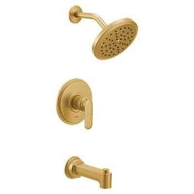 Brushed gold M-CORE 3 series tub/shower by Moen