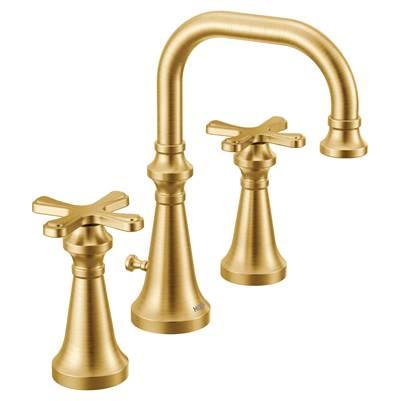 Moen Colinet Traditional Two-Handle Widespread High-Arc Bathroom Faucet with Cross Handles, Valve Required, in Brushed Gold by Moen