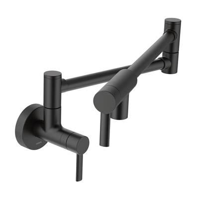 Moen Modern Wall Mount Swing Arm Folding Pot Filler Kitchen Faucet, Matte Black by Moen