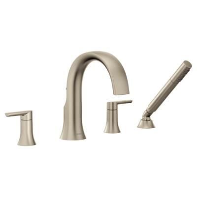 Moen Doux 2-Handle Deck Mount Roman Tub Faucet Trim Kit with Hand shower in Brushed Nickel (Valve Sold Separately) by Moen