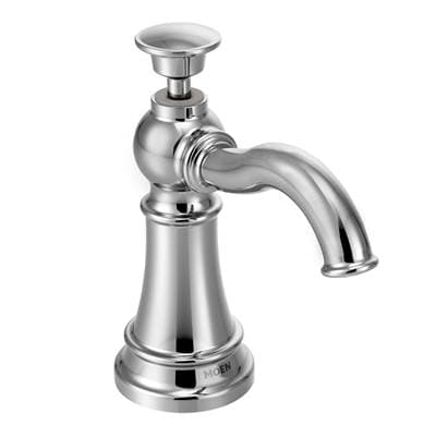 Moen Traditional Deck Mounted Kitchen Soap Dispenser with Above the Sink Refillable Bottle, Chrome