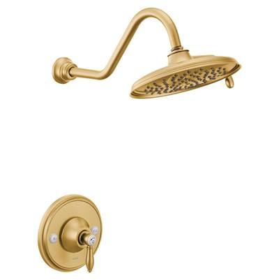 Moen TS32102BG Weymouth Posi-Temp Shower Trim Kit, Valve Required, including 9-Inch 2-Spray Eco-Performance Rainshower, Brushed Gold by Moen