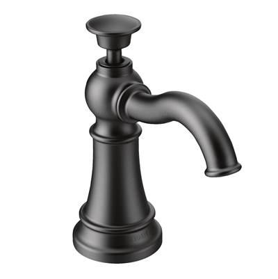 Moen Traditional Deck Mounted Kitchen Soap Dispenser with Above the Sink Refillable Bottle, Matte Black by Moen
