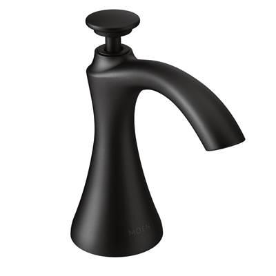 Moen Transitional Deck Mounted Kitchen Soap Dispenser with Above the Sink Refillable Bottle, Matte Black by Moen