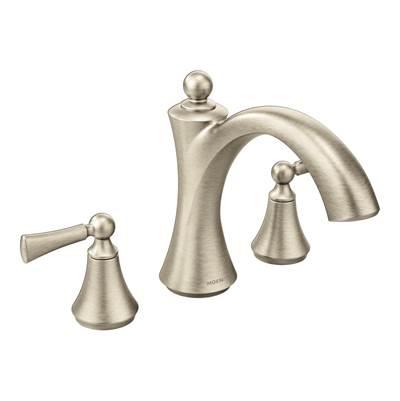 Moen Wynford 2-Handle Deck-Mount High-Arc Roman Tub Faucet with Lever Handles in Brushed Nickel (Valve Sold Separately) by Moen
