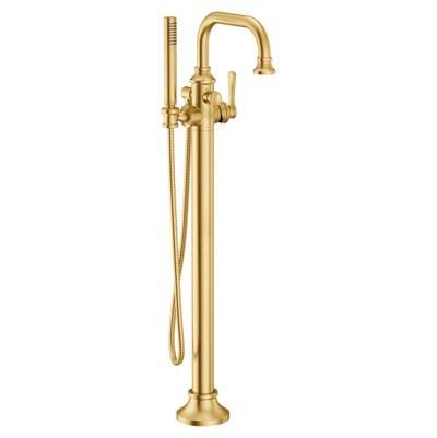 Moen Colinet One-Handle Freestanding Floor Mount Tub Filler with Handshower in Brushed Gold by Moen