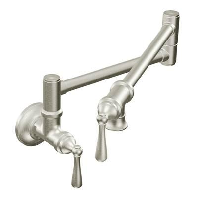 Moen Traditional Wall Mount Swing Arm Folding Pot Filler Kitchen Faucet, Spot Resist Stainless by Moen
