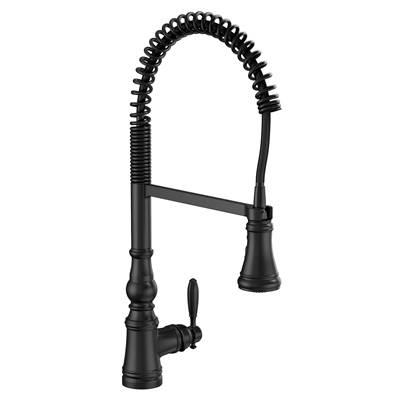 Moen Weymouth One Handle Pre-Rinse Spring Pulldown Kitchen Faucet with Power Boost, Matte Black by Moen