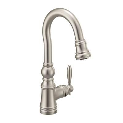 Moen Weymouth Shepherd''s Hook Pulldown Kitchen Bar Faucet Featuring Metal Wand with Power Clean, Spot Resist Stainless by Moen