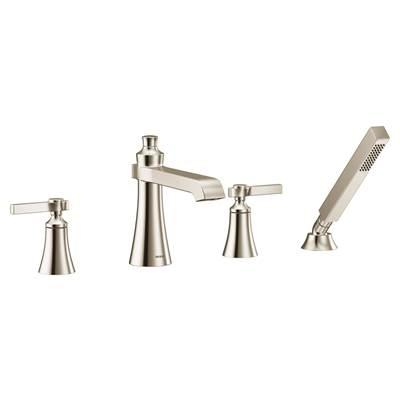 Moen Flara 2-Handle Deck-Mount Roman Tub Faucet Trim Kit with Handshower in Polished Nickel (Valve Sold Separately) by Moen